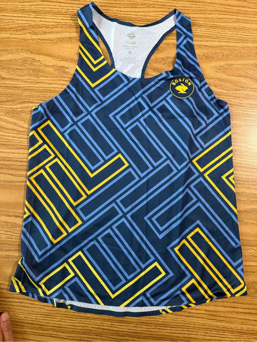 Rabbit Running Boston Navy & Yellow Go Time Performance singlet